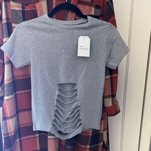 Gray Cut-Out Women's Top